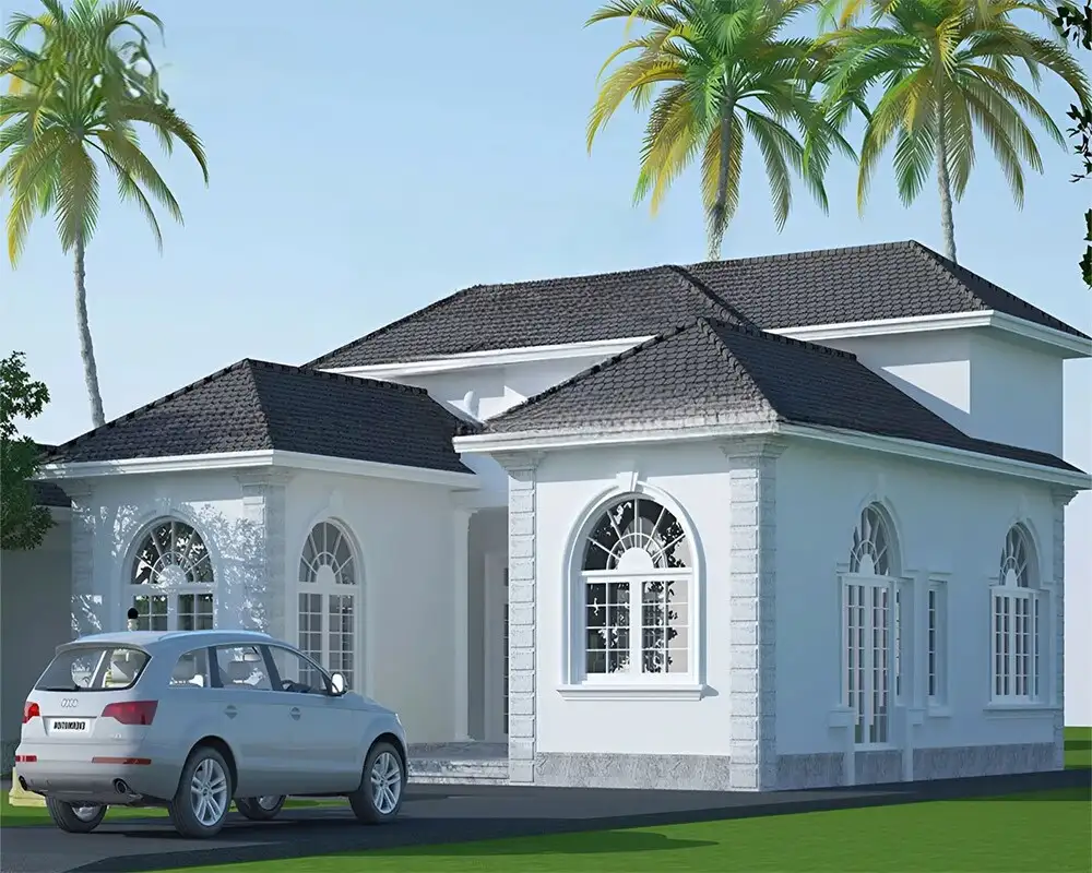 Mẫu nhà chữ U cấp 4 tân cổ điển kết hợp sân vườn rộng