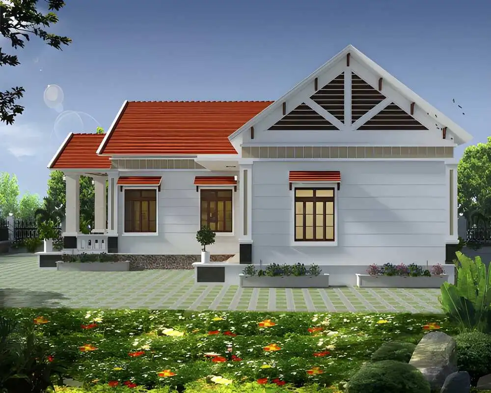 Mẫu nhà chữ L 80m² giá rẻ, thiết kế gọn gàng và tiện dụng