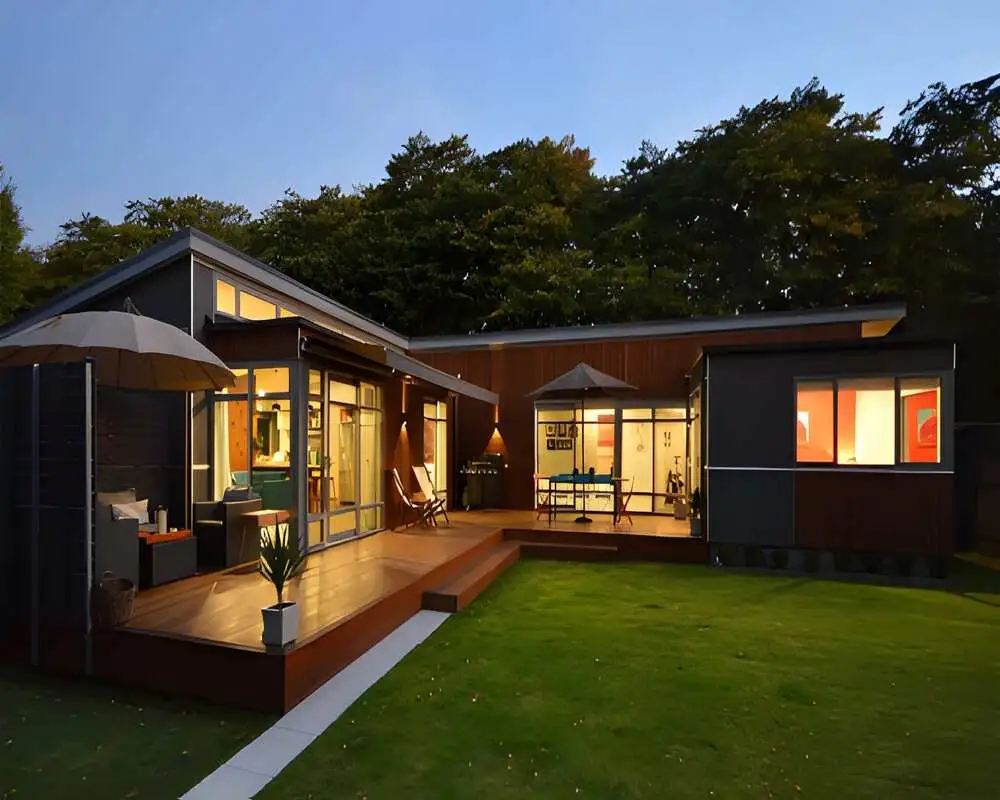 Thiết kế nhà chữ L cấp 4 diện tích lớn, kết hợp gara và sân vườn