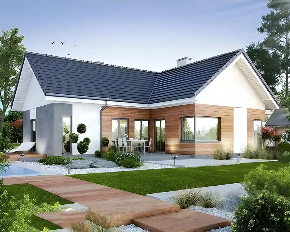 Mẫu nhà chữ L cấp 4 mái tôn giá rẻ, thiết kế gọn gàng phù hợp gia đình trẻ
