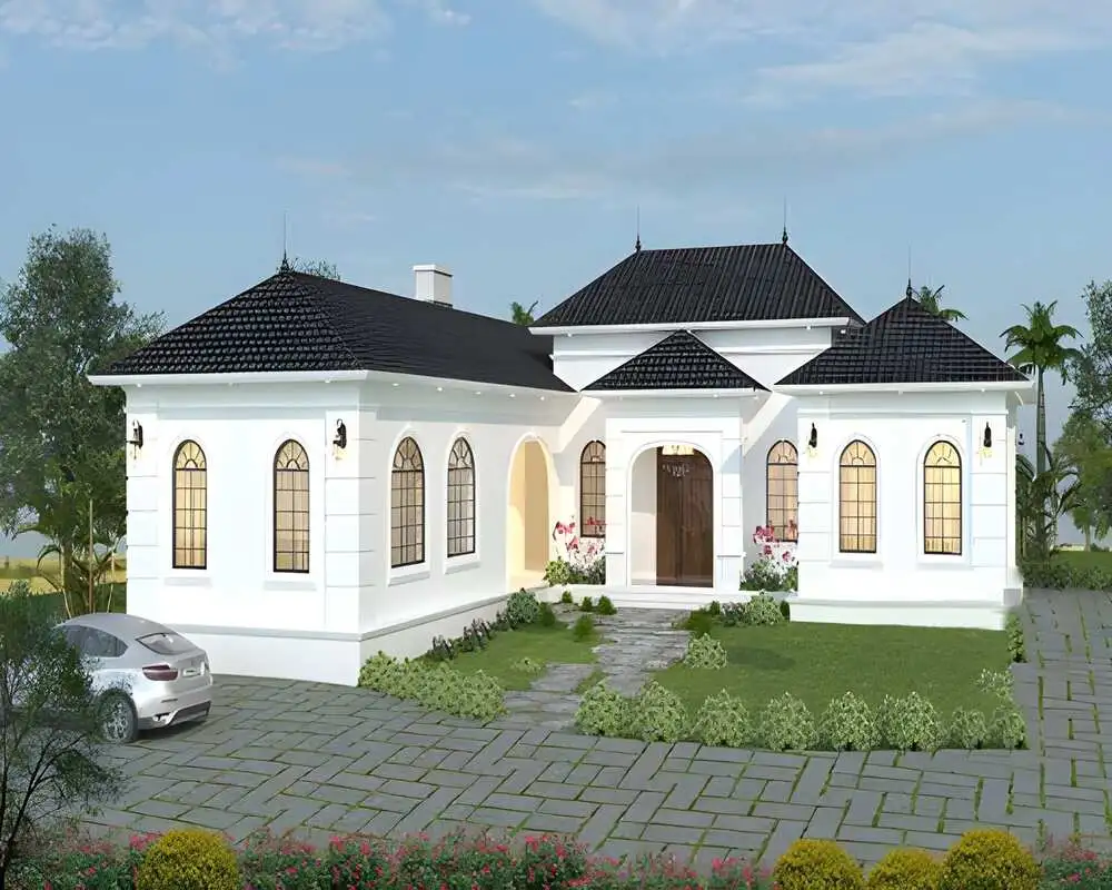 Mẫu nhà chữ L cấp 4 3 phòng ngủ thoáng mát, phù hợp gia đình 4–6 người