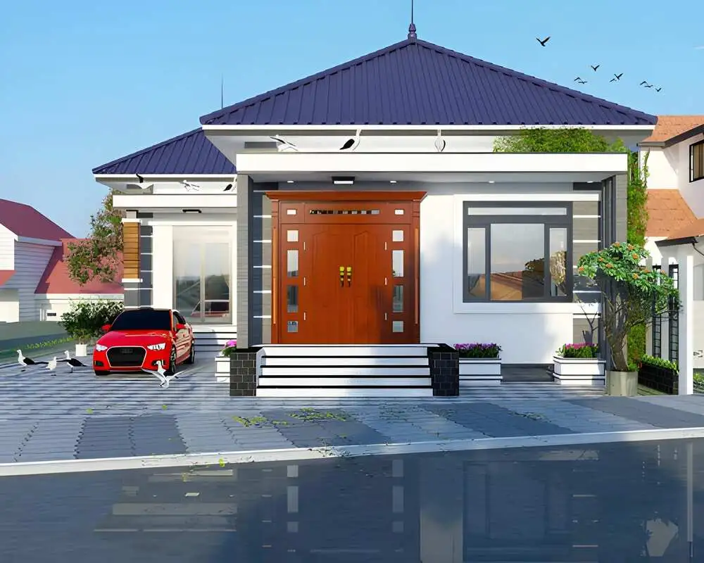 Thiết kế mẫu nhà chữ L 3 phòng ngủ hiện đại, công năng khoa học