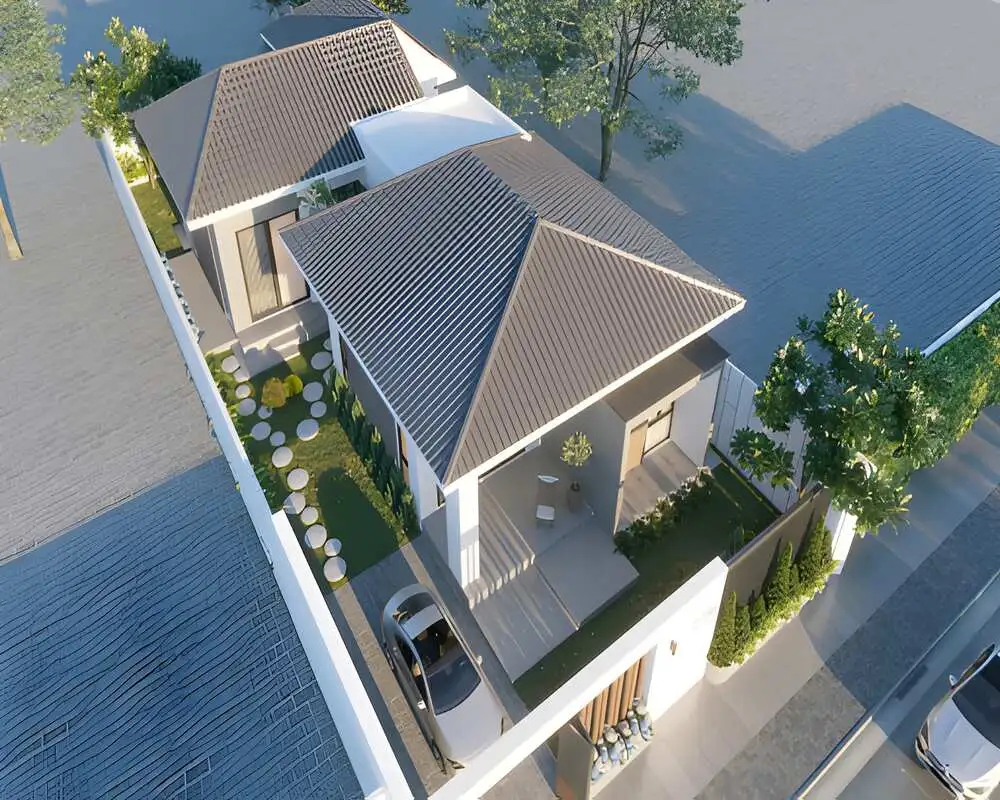 Mẫu nhà chữ L cấp 4 là kiểu nhà một tầng có mặt bằng hình chữ L