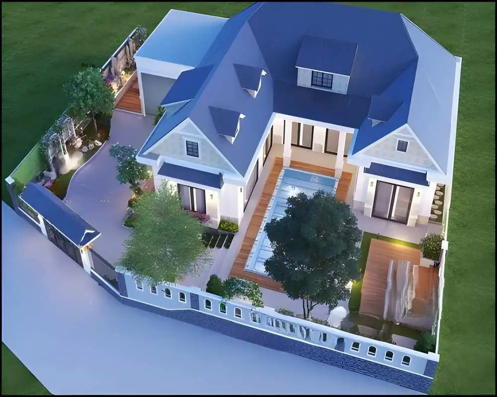 Nhà chữ U cấp 4 có gara rộng, tiện lợi cho gia đình có ô tô