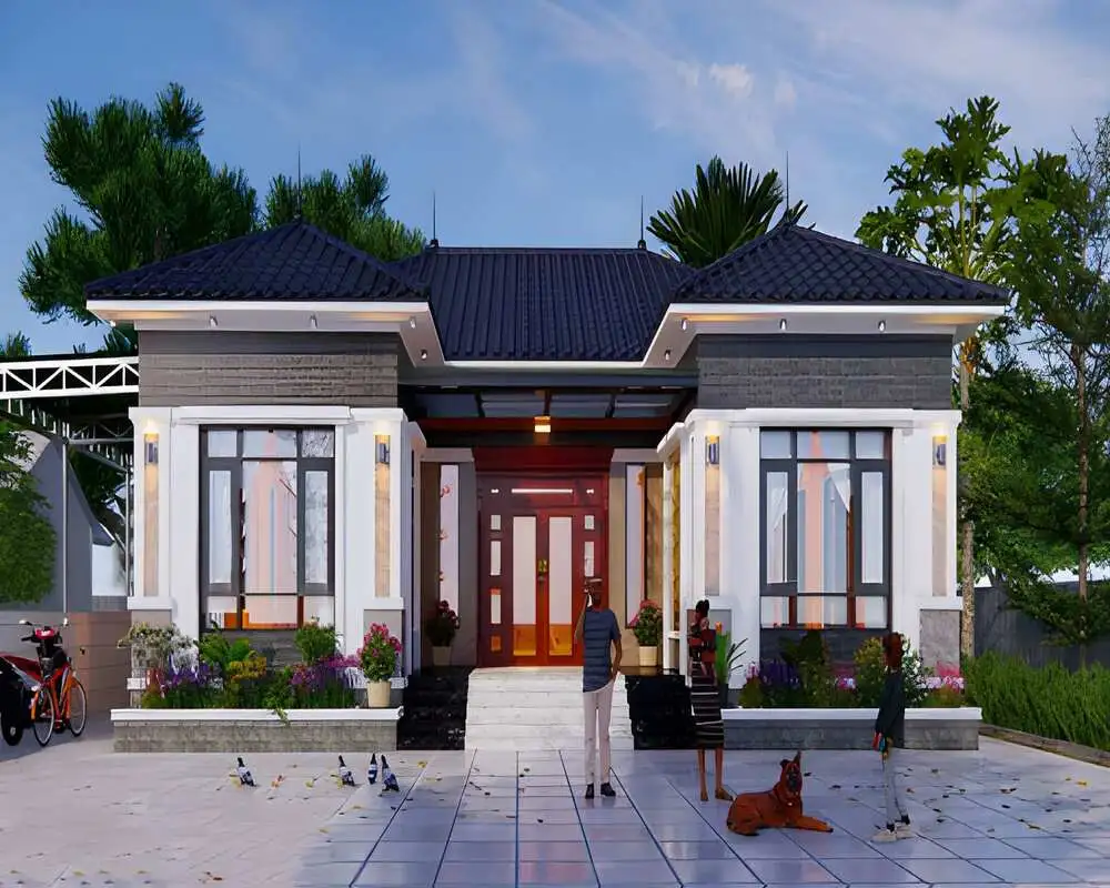 Thiết kế mẫu nhà chữ U cấp 4 mái Nhật đẹp, phù hợp gia đình nhiều thế hệ