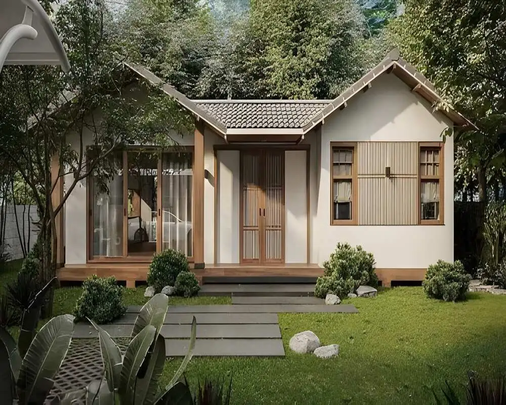 Mẫu nhà chữ U cấp 4 mái Nhật tinh tế, cân đối và sang trọng