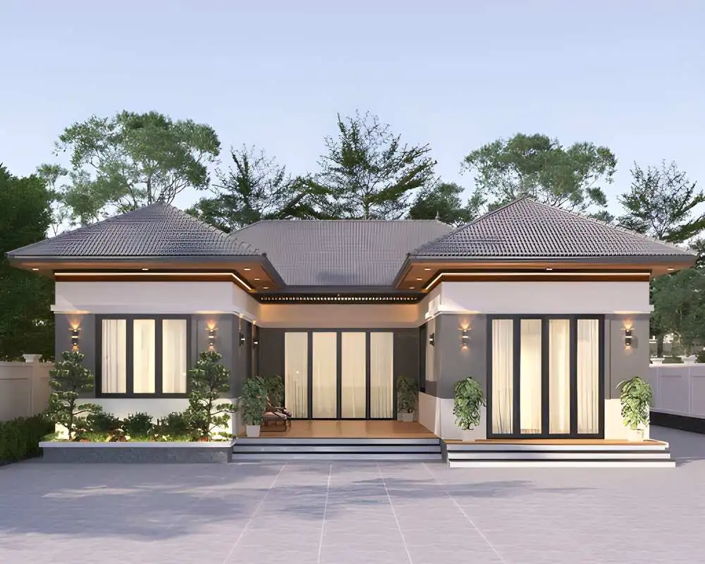 Nhà chữ U mái Nhật kết hợp tiểu cảnh sân vườn độc đáo