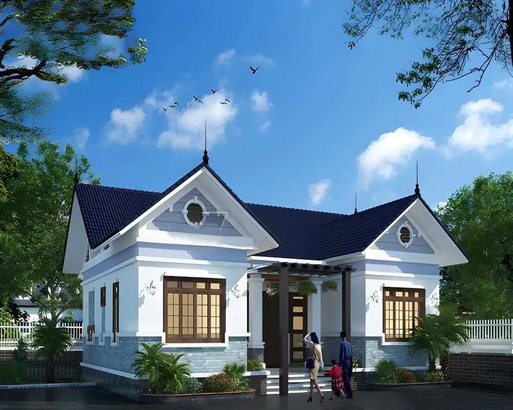 Mẫu nhà chữ U cấp 4 mái Thái đẹp, thoáng mát, chống nóng hiệu quả