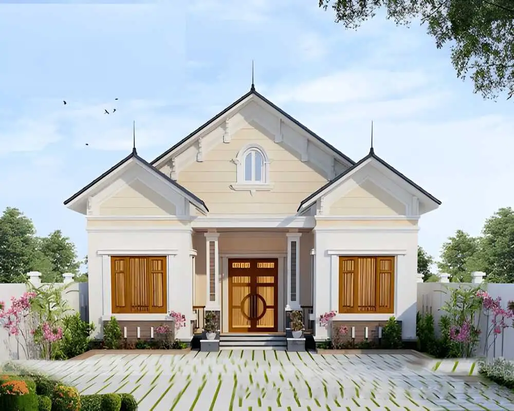 Nhà chữ U mái Thái giá hợp lý, cân bằng thẩm mỹ và công năng