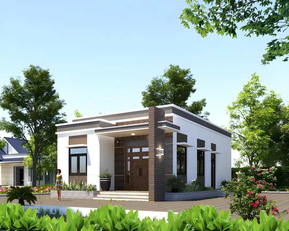 Mẫu nhà cấp 4 mái Thái 3 phòng ngủ đẹp kết hợp sân vườn rộng