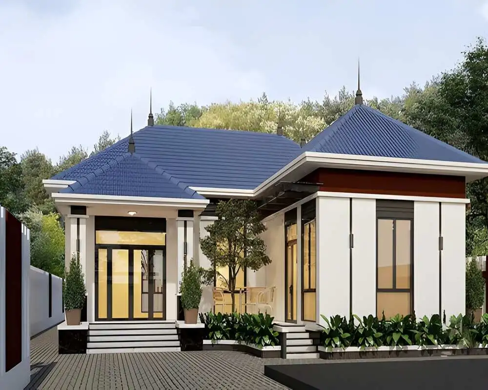 Nhà cấp 4 chữ L có sân vườn rộng thoáng, gần gũi thiên nhiên