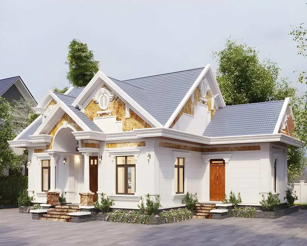 Mẫu nhà cấp 4 đẹp chi phí thấp với kiểu chữ L