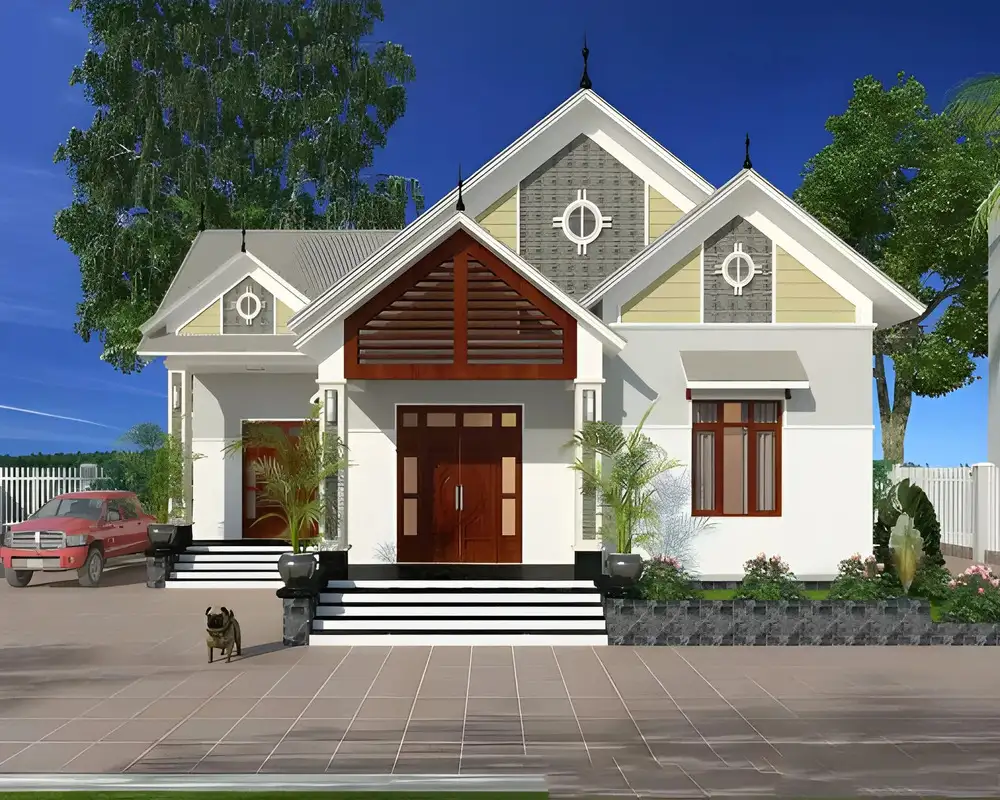 Thiết kế nhà cấp 4 mái Thái đơn giản, chi phí thấp