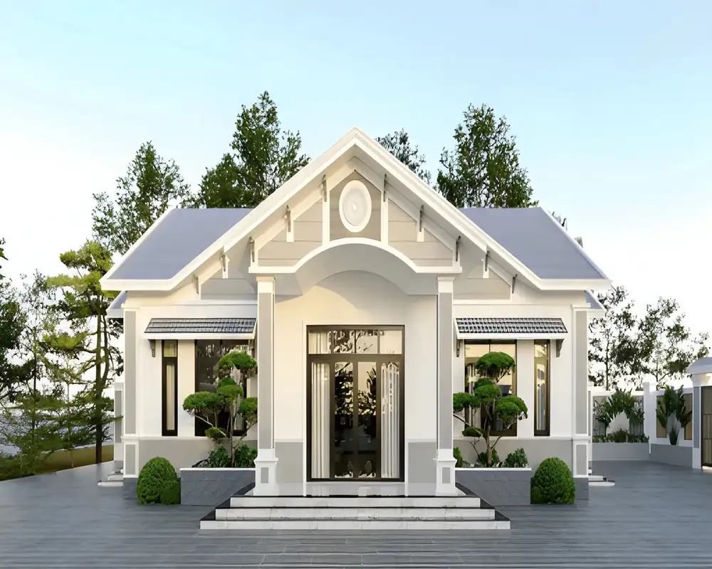 Mẫu nhà cấp 4 đẹp hiện đại kết hợp mái Thái tinh tế, tiện nghi
