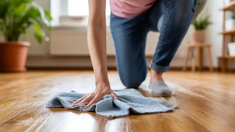 Lau nhà bằng vải khô là cách làm nền nhà hết nồm đơn giản