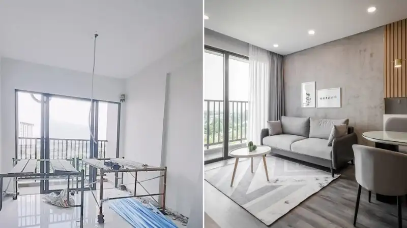 Cải tạo phòng khách căn hộ chung cư tạo sự thoải mái khi bước vào căn hộ