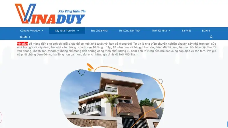 Vinaduy là một trong những nhà thầu xây nhà trọn gói giàu kinh nghiệm