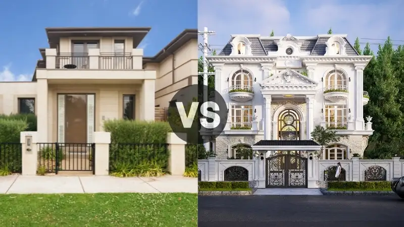 Nhà phố thường có quy mô nhỏ và chi phí xây dựng thấp hơn biệt thự